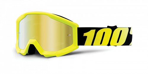 brýle Strata Neon Yellow, 100% - USA dětské (zlaté chrom plexi s čepy pro slídy)
